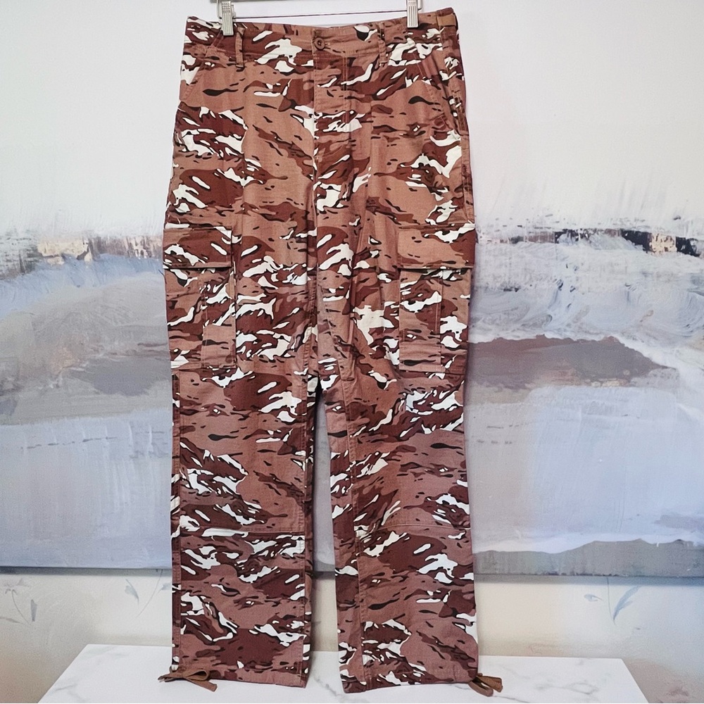 GOOD AMERICAN Camo Cargo‎ Pants Pecan Ripstop Womens Size 12 / 31 Stretch 34x31